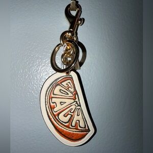Coach Orange Leather Keychain